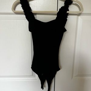 Black body suit with ruffle straps | from Island Gypsie | Size S